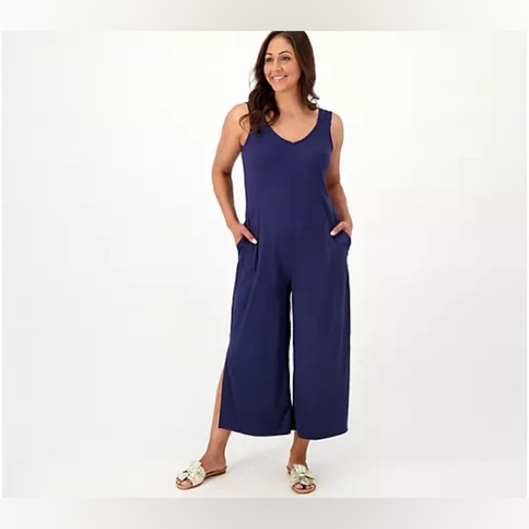 🔴Cuddl Duds Deep Blue Sleeveless Jumpsuit - Picture 1 of 5